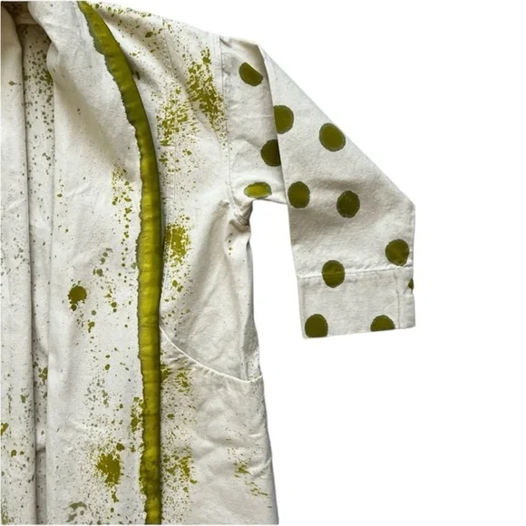 ELIZABETH SUZANN CLYDE JACKET TRENCH HANDPAINTED UPCYCLED COTTON CANVAS XXS/XS - Picture 13 of 14